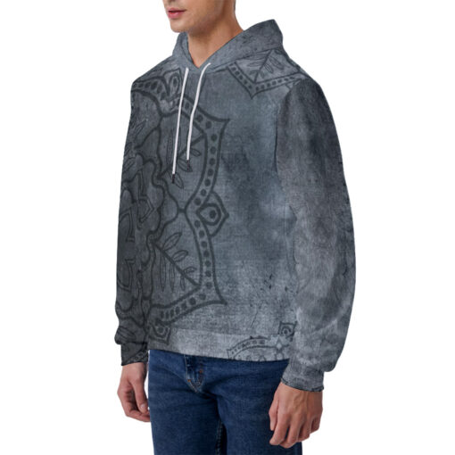 Vintage Ornament Grunge Scratch Men's Hoodie - Image 2