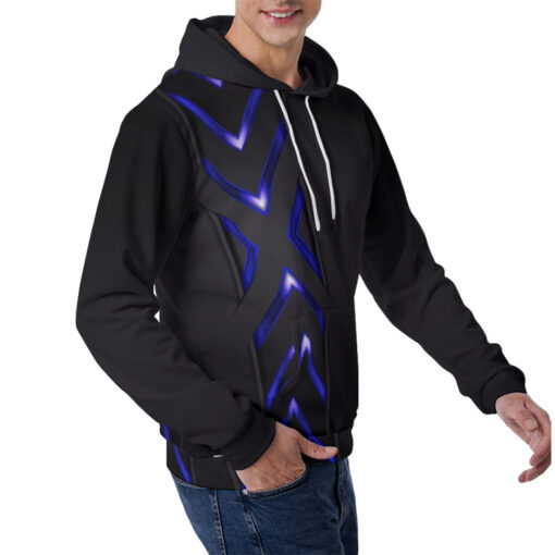 Blue Glow Arrows Metal Men's Hoodie - Image 3