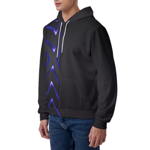 Blue Glow Arrows Metal Men's Hoodie - Image 2