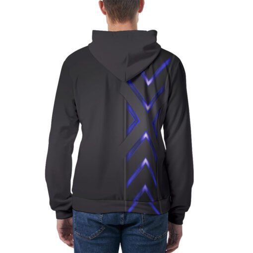 Blue Glow Arrows Metal Men's Hoodie - Image 4