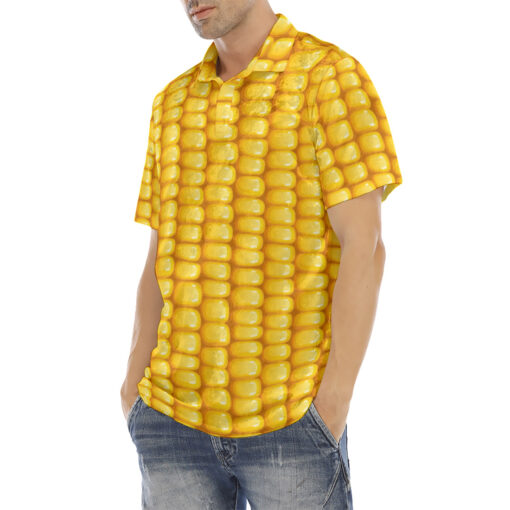 Corn Pattern Velvet Polo Shirt