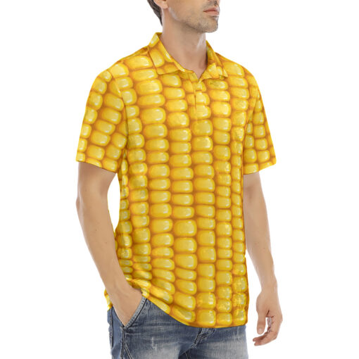 Corn Pattern Velvet Polo Shirt - Image 3