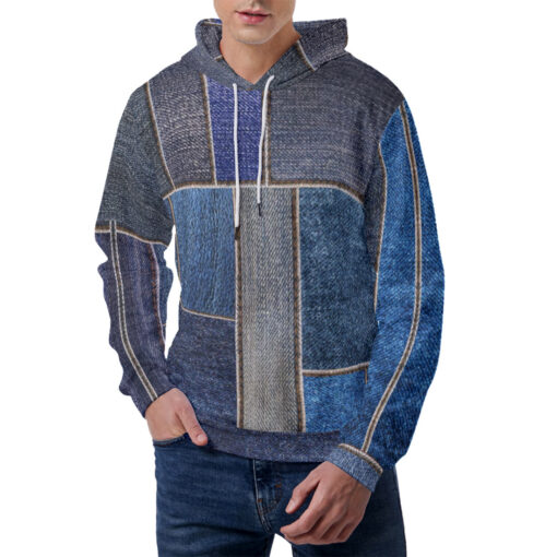 Denim Patchwork Men's Hoodie