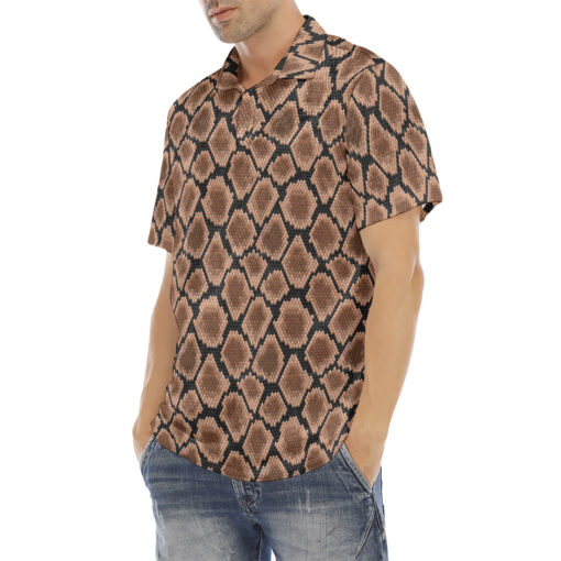 Snake Skin Ornament Velvet Polo Shirt