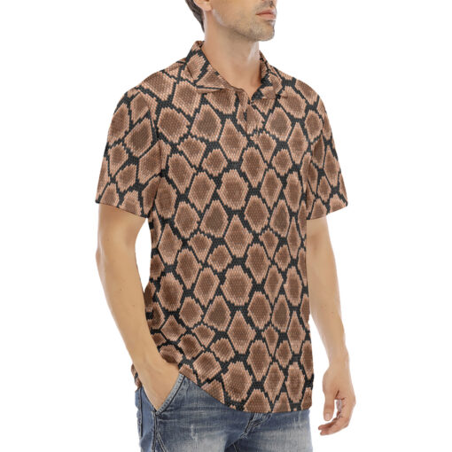 Snake Skin Ornament Velvet Polo Shirt - Image 3