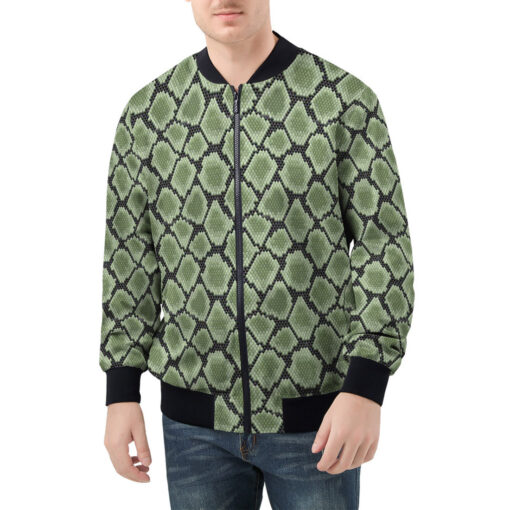 Green Snake Ornament Men's Bomber Jacket - Image 3