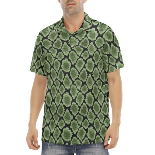 Snake Skin Ornament Velvet Polo Shirt - Image 2