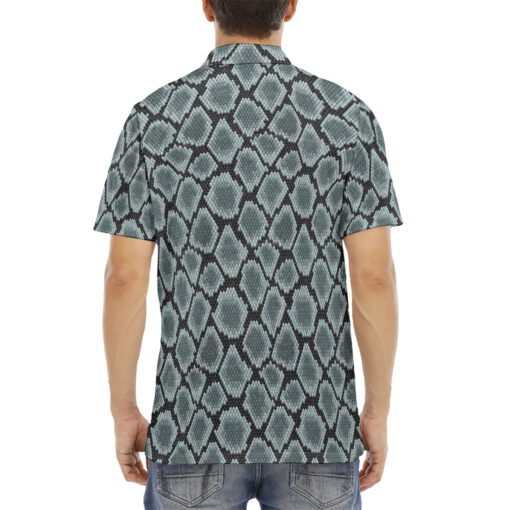 Snake Skin Ornament Velvet Polo Shirt - Image 4