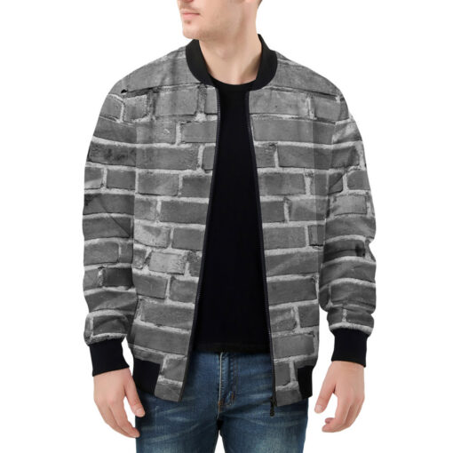 Gray Bricks Wall Men's Bomber Jacket