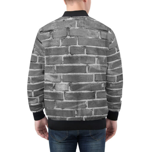 Gray Bricks Wall Men's Bomber Jacket - Image 2