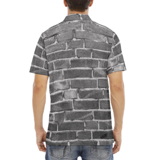 Gray Bricks Velvet Polo Shirt - Image 4