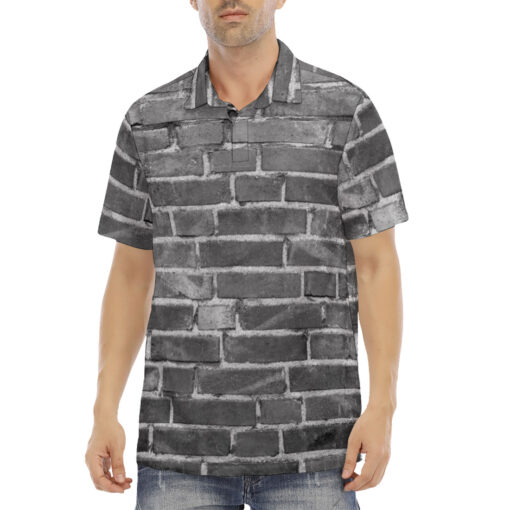 Gray Bricks Velvet Polo Shirt - Image 2