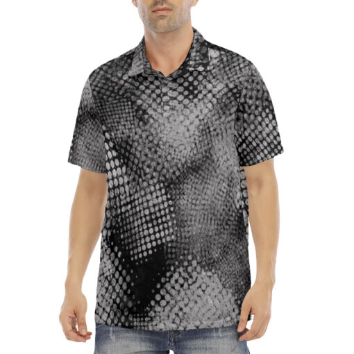 Gray Paint Spray Velvet Polo Shirt - Image 2