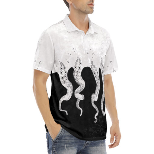 Tentacles Art Velvet Polo Shirt - Image 3