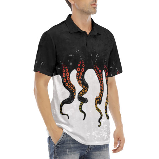 Tentacles Art Velvet Polo Shirt - Image 3