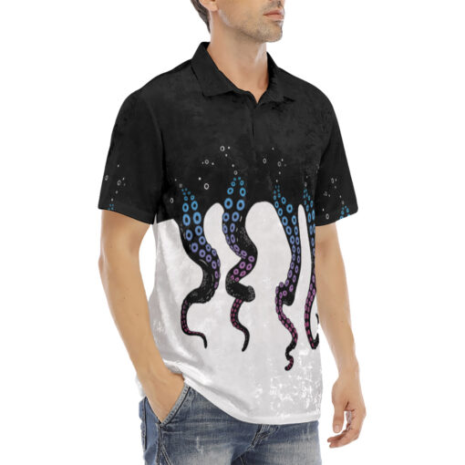 Tentacles Art Velvet Polo Shirt - Image 3