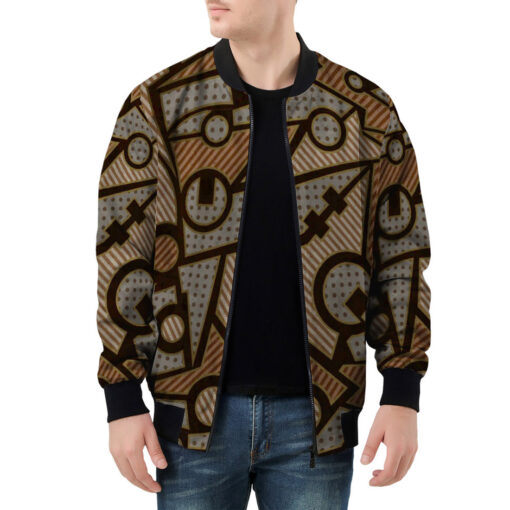 Rusty Mechanic Geometric Men's Bomber Jacket