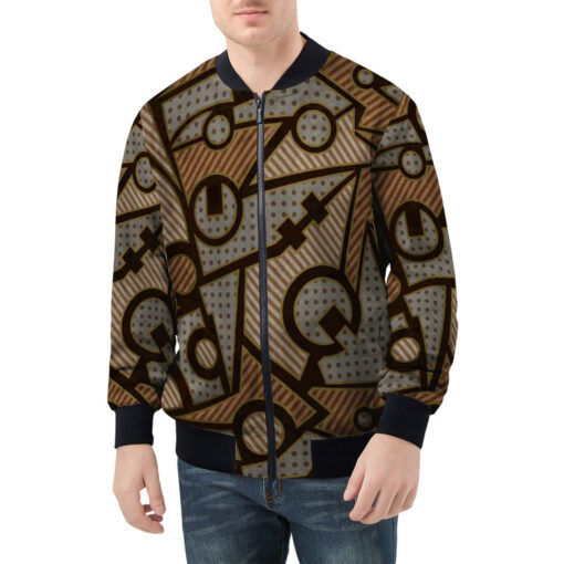 Rusty Mechanic Geometric Men's Bomber Jacket - Image 3