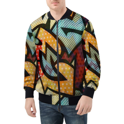 Cloth Geometric Men's Bomber Jacket - Image 3