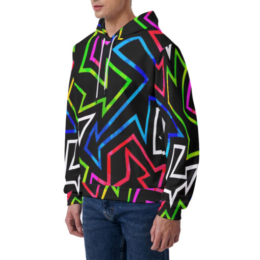 Neon Geometric Grunge Effect Men's Hoodie - Image 2