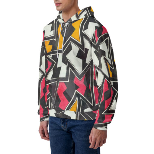 Abstract Zigzag Geometric Men's Hoodie - Image 2