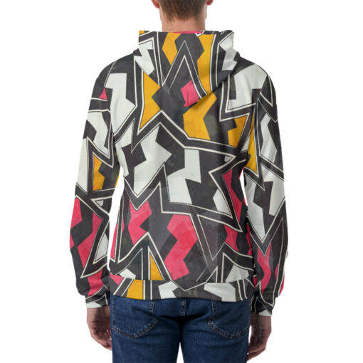 Abstract Zigzag Geometric Men's Hoodie - Image 4