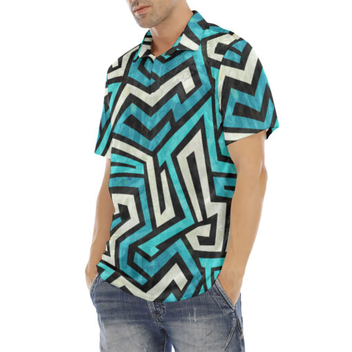 Blue Maze Grunge Velvet Polo Shirt