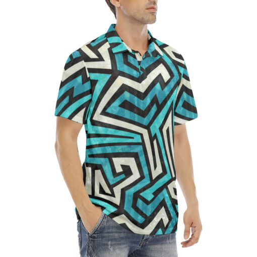 Blue Maze Grunge Velvet Polo Shirt - Image 3