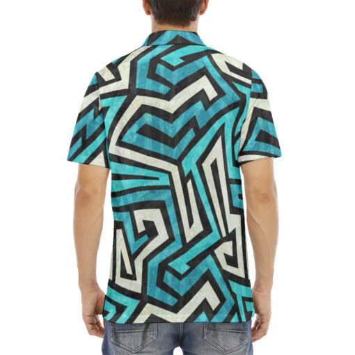 Blue Maze Grunge Velvet Polo Shirt - Image 4