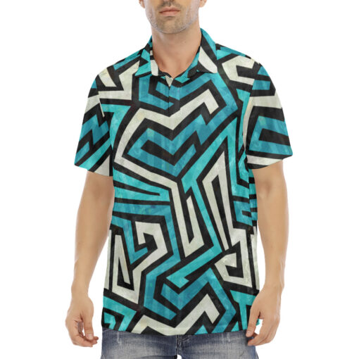 Blue Maze Grunge Velvet Polo Shirt - Image 2