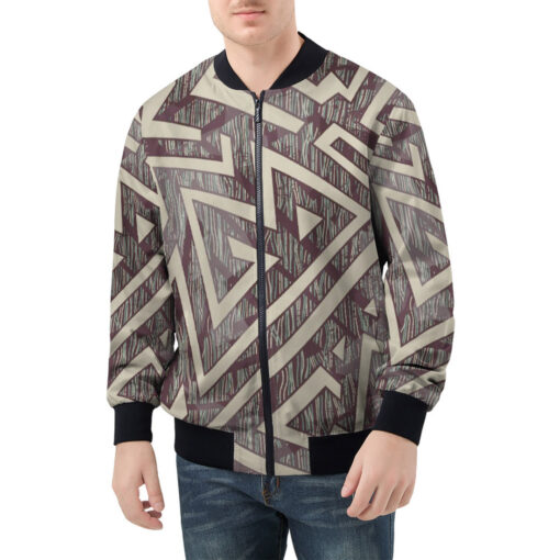 Tribal Geometric Men's Bomber Jacket - Image 3