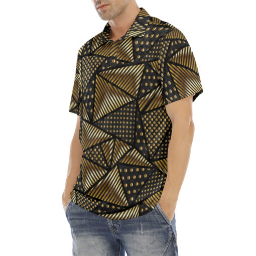 Gold Grunge Triangle Velvet Polo Shirt