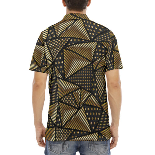 Gold Grunge Triangle Velvet Polo Shirt - Image 4