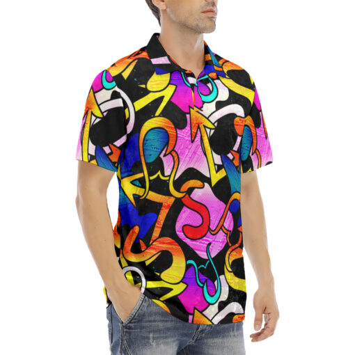 Graffiti Art Velvet Polo Shirt - Image 3