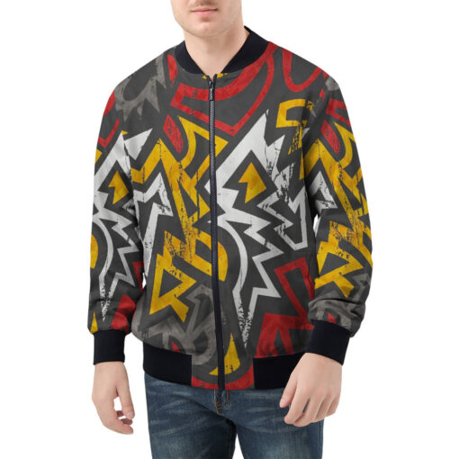 Grunge Ancient Effect Men's Bomber Jacket - Image 3