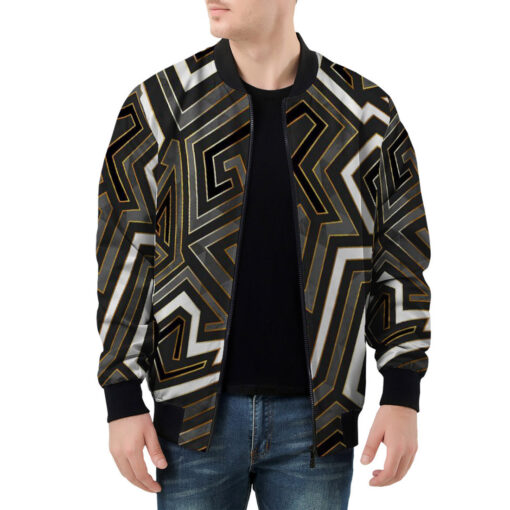 Retro Geometric Gold Frame Men's Bomber Jacket