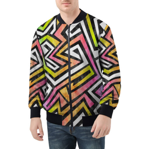 Graffiti Maze Grunge Men's Bomber Jacket - Image 3