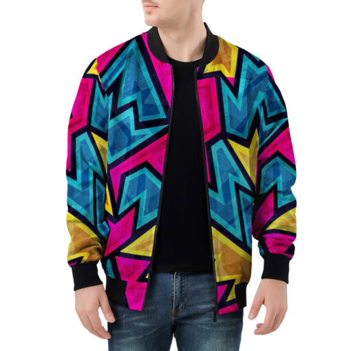 Bright Geometric Pattern Men's Bomber Jacket