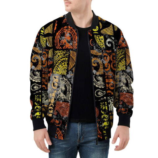 Grunge Ethnic Pattern Men's Bomber Jacket