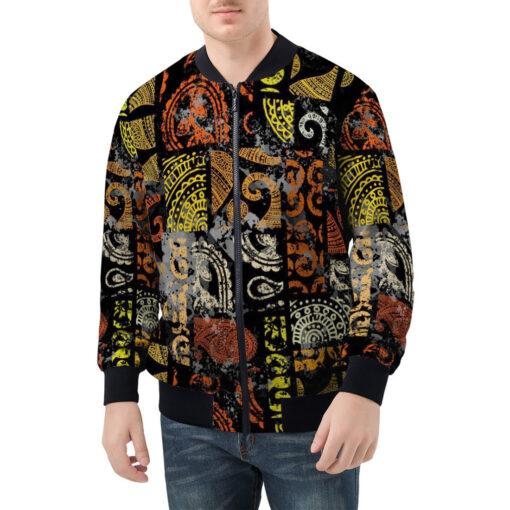 Grunge Ethnic Pattern Men's Bomber Jacket - Image 3