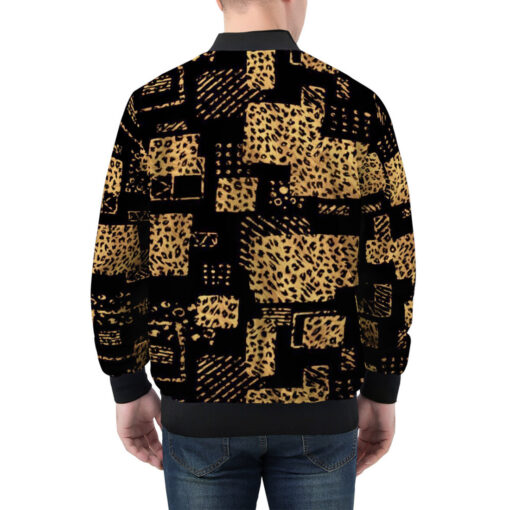 Abstract Animal Skin Fur Men's Bomber Jacket - Image 2