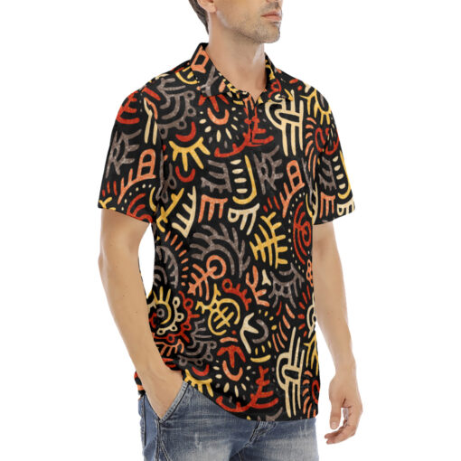 Ethnic African Tribal Velvet Polo Shirt - Image 3