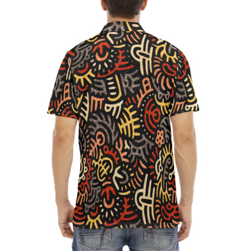 Ethnic African Tribal Velvet Polo Shirt - Image 4