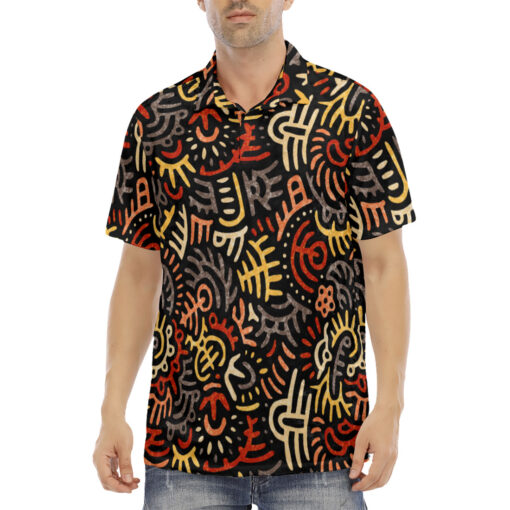 Ethnic African Tribal Velvet Polo Shirt - Image 2