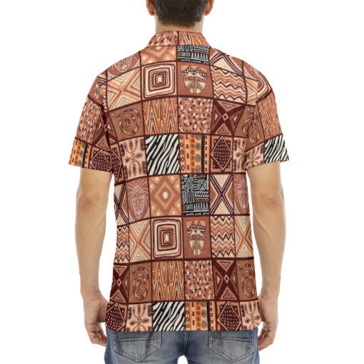 Ethnic Patchwork African Velvet Polo Shirt - Image 4