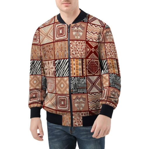 Ethnic Patchwork African Men's Bomber Jacket - Image 3