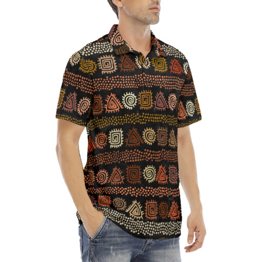 Ethnic African Boho Tribal Art Velvet Polo Shirt - Image 3