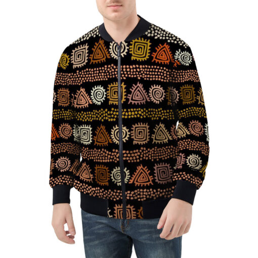 Ethnic African Boho Tribal Art Men's Bomber Jacket - Image 3