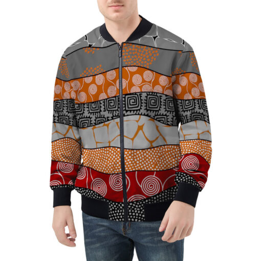 Ethnic African Boho Tribal Art Men's Bomber Jacket - Image 3