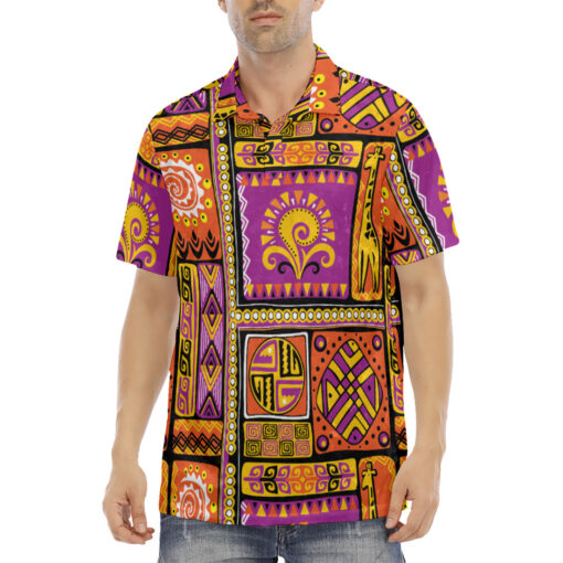 African Ornament Velvet Polo Shirt - Image 2